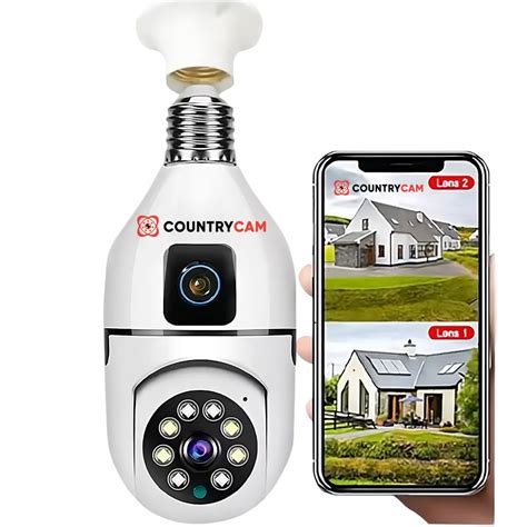 COUNTRYCAM 4MP Dual Lens Light Bulb Wireless IP WiFi Camera 1080p Full ...
