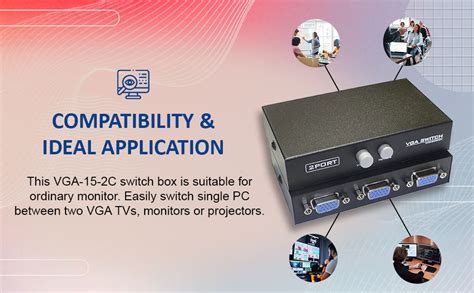 SPIN CART 2 Port Manual VGA Splitter Switch, 15 Pin Female (2 VGA in/1 ...