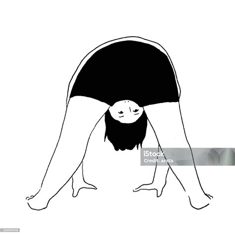 Line Drawing Vector Illustration Of A Woman With Her Hands On The Floor ...
