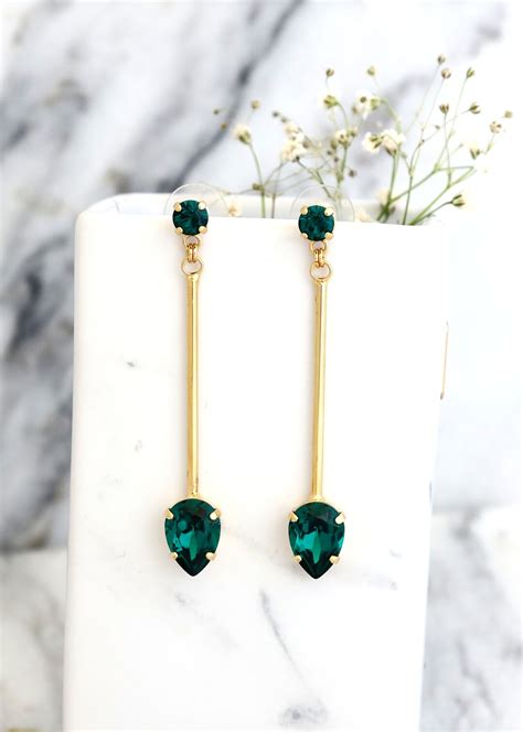 Emerald Drop Earrings, Emerald Green Drop Earrings, Emerald Green ...