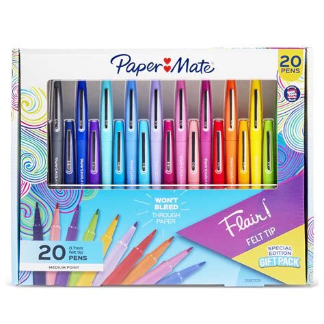 Paper Mate Flair Felt Tip Pens, Medium Point, 0.7 mm, Assorted Colors ...