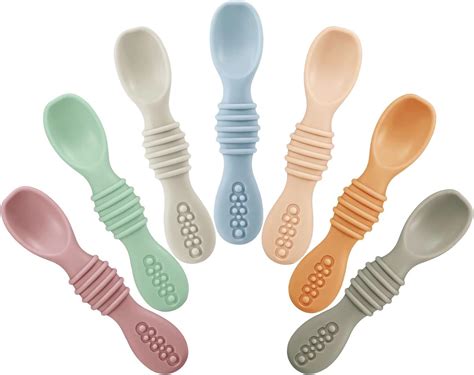 PandaEar 7 Pack Baby Spoons Self Feeding| Silicone Baby Spoons 4 Months ...