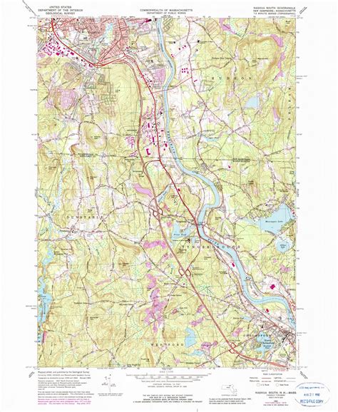 Nashua South, New Hampshire 1965 (1990) USGS Old Topo Map Reprint 7x7 ...