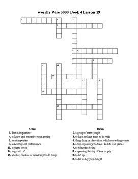 Wordly Wise 3000 Book 5 Lesson 19 Crossword Puzzle by Flair for the ...