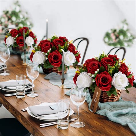 Red Flower Centerpieces Wedding Tables