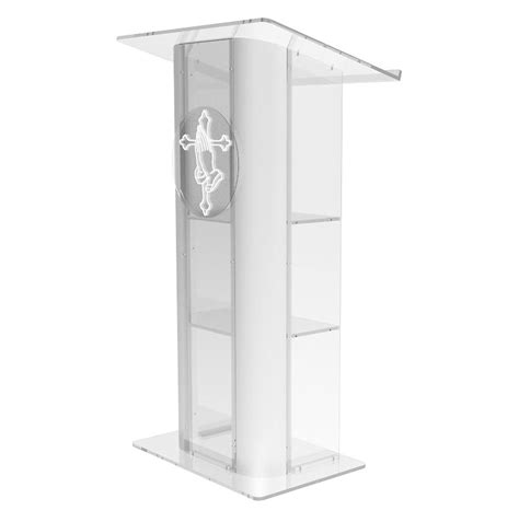 FixtureDisplays® Clear Acrylic Plexiglass Lucite Podium Curved Brushed ...