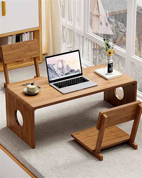 Amazon.com: Sepsephiria Bamboo Coffee Table Portable Floor Table Desk ...
