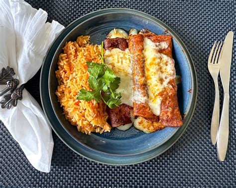 Cheese Enchiladas With Rice And Beans