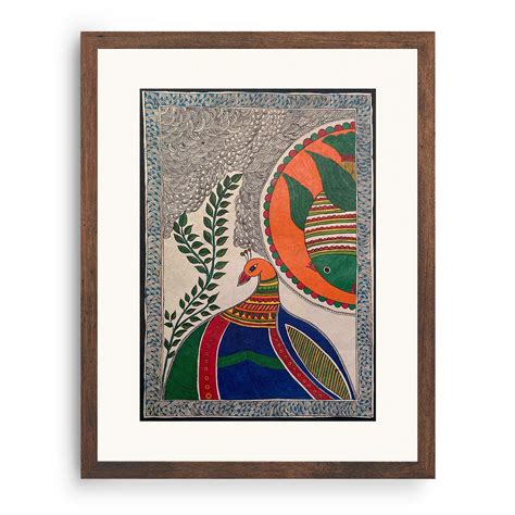 The Peacock with fish, Madhubani Art, Madhubani Painting – Dessine Art