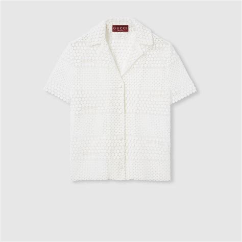 コットン マクラメ シャツホワイト | GUCCI公式