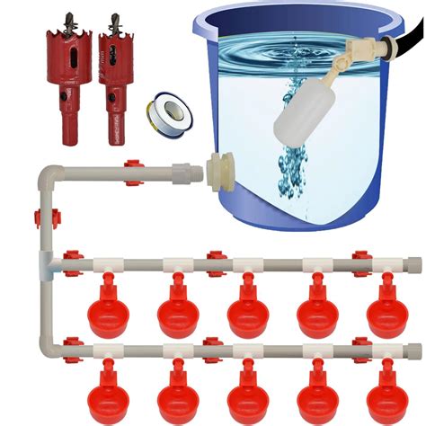 Complete Set Pipeline Automatic Chicken Nipple Waterer Cups and 1/2 ...