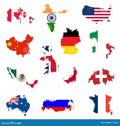 Country shaped flags stock vector. Image of country, geography - 8183068