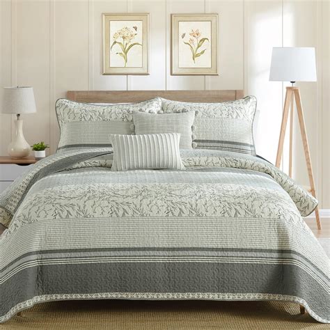 Amazon.com: SOElinens Cotton Quilt Queen Size - 3 Pieces Gray Queen ...