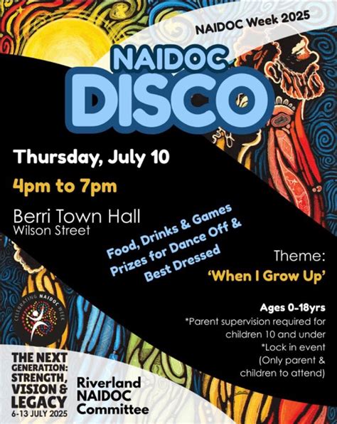 Riverland NAIDOC Disco, Berri Town Hall, Barmera, 10 July 2025 | AllEvents