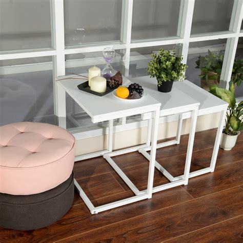 Mp Wood Furniture 3 PCS Stacking Nesting Coffee Table Set of 3 End Side ...