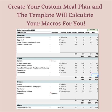 Digital Macro Meal Planner, Editable Macro Meal Plan Template, Google ...