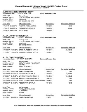 Kootenai County Jail Roster - Fill Online, Printable, Fillable, Blank ...