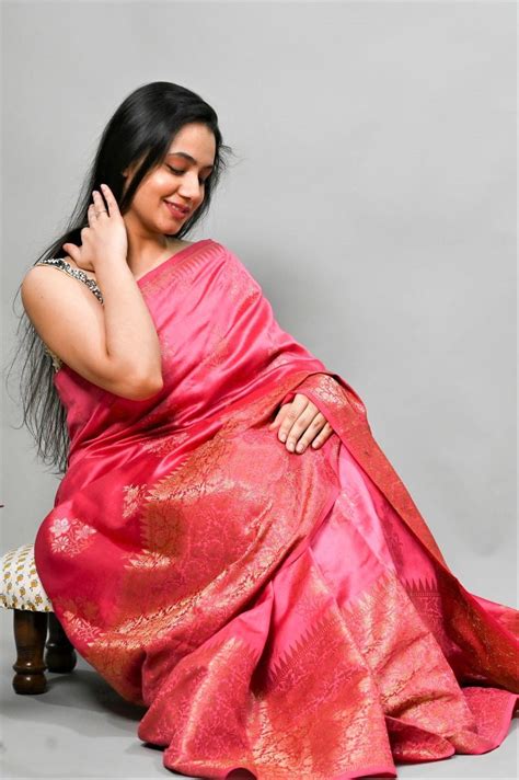 Buy Baker Pink Shine Banarasi Chiniya Silk Saree - House Of Elegance ...