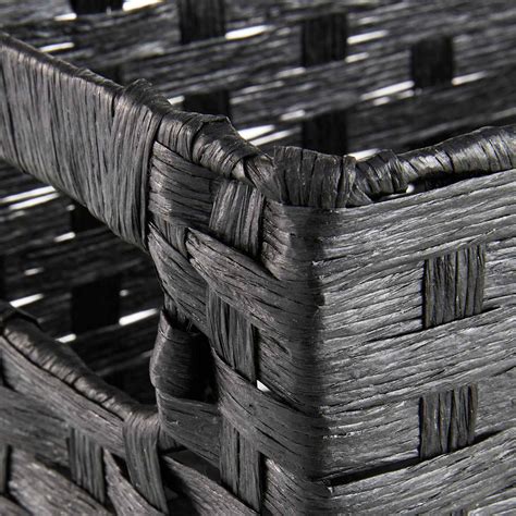 Black Paper Rope Rectangle Storage Basket, Small