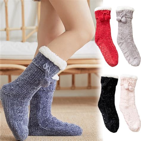 Women Slipper Fuzzy Socks Fluffy Cozy Cabin Warm Winter Soft Thick ...