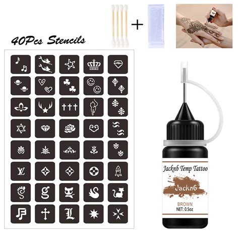 Jacknb Temporary Tattoo Kit Freehand Ink Semi Permanent Tattoo Jagua ...