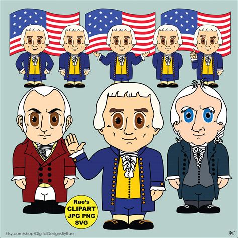 President Thomas Jefferson Clipart Set With George Clinton and - Etsy
