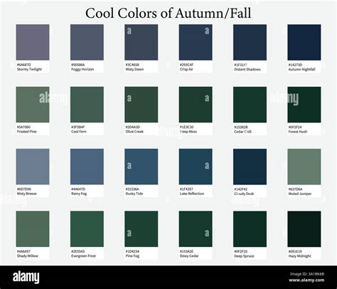 Color Palettes 24 Cool Shades of Autumn or Fall - Purple, Green, Deep ...