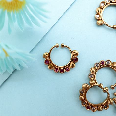 AD Antique Designer Nose Septum Ring - No Piercing Needed