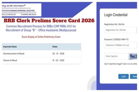 RRB Clerk Prelims Score Card 2026 Released – How to Check Prelims Marks ...