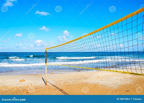 Volleyball Net on the Beach Close-up Stock Image - Image of ...