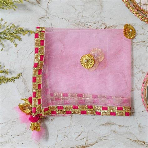 Buy Bedazzled Baby Pink Thali Cover Online in India - Mypoojabox.in