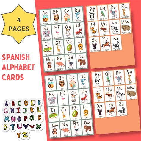 Spanish Alphabet Learning, Kids Spanish ABC Template, Digital Download ...