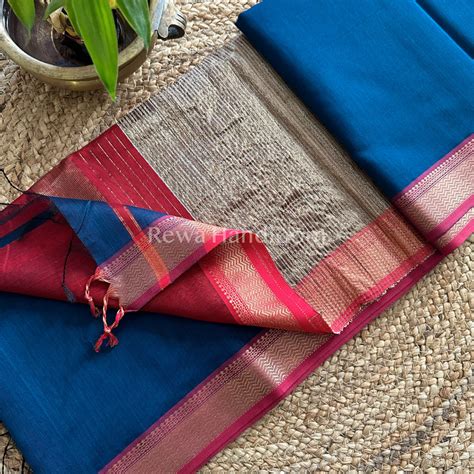 Maheshwari Rama Green Rewa Border Saree – Rewa Handloom