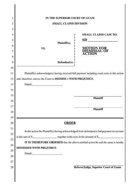 GU Motion for Dismissal of Action Form - Fill Online, Printable ...