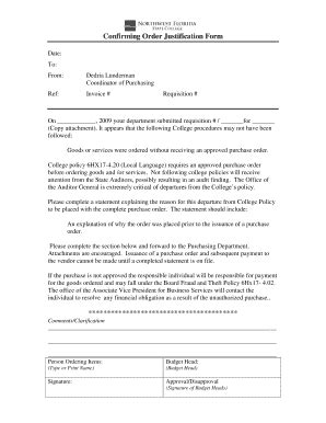 Fillable Online nwfsc Confirming Order Justification Form ... - nwfsc ...