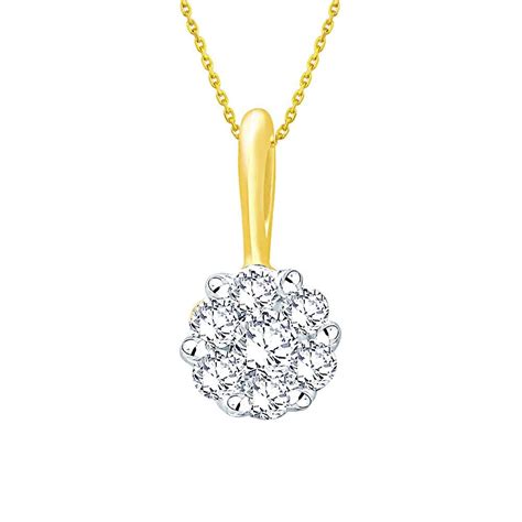 Buy Nirvana 14KT Yellow Gold and Diamond Casual Pendant for Women at ...