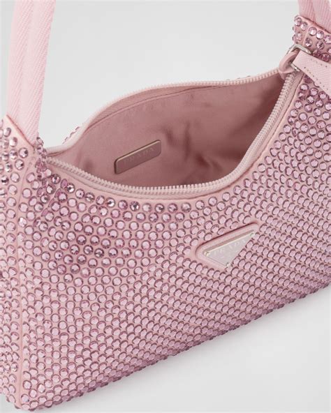 Alabaster Pink Satin Mini-bag With Crystals | PRADA