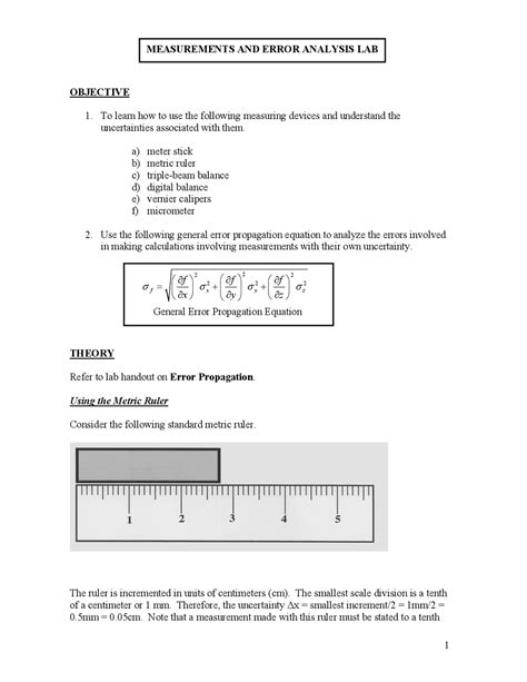 Measurements and Error Analysis Lab | Lecture notes Experimental ...