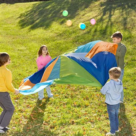 Giant Rainbow Parachute for Kids - Durable Nylon with Handles and Balls ...
