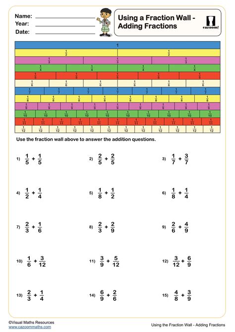 KS1 and 2 Fraction Wall Worksheets | Printable PDF Maths Worksheets
