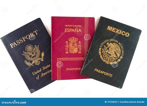 Three Passports(american,mexican and Spanish) Stock Image - Image of ...
