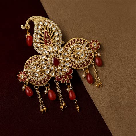 Traditional Wedding Pagdi Brooch Safa Kalangi for Groom