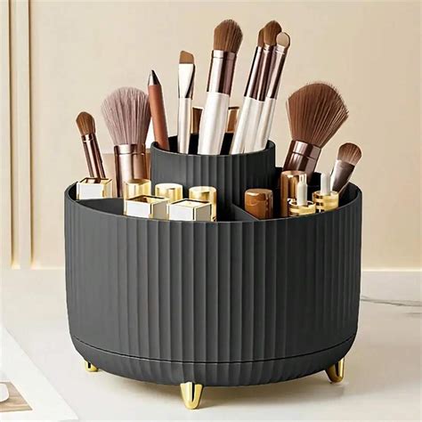 360° Rotating Makeup Organizer - 1pc Plastic Cosmetic Storage With 5 ...
