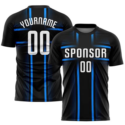 Custom Black White-Light Blue Sublimation Soccer Uniform Jersey Sale ...