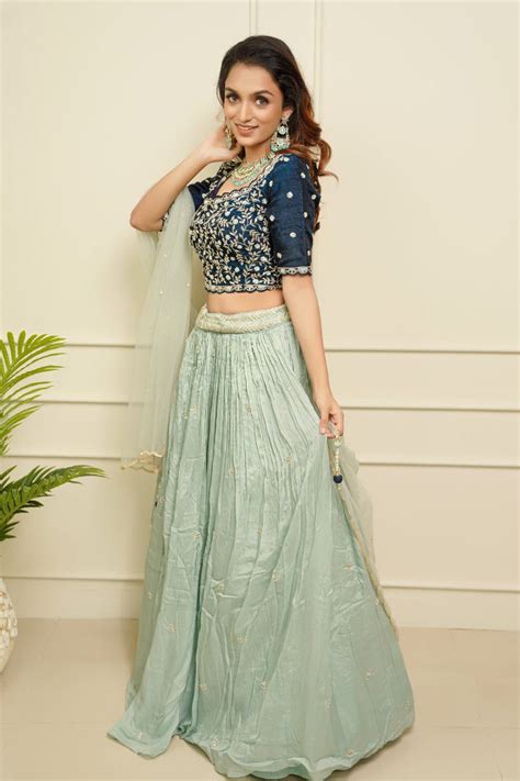 Dark and turquoise blue Lehenga – Mahek Designs