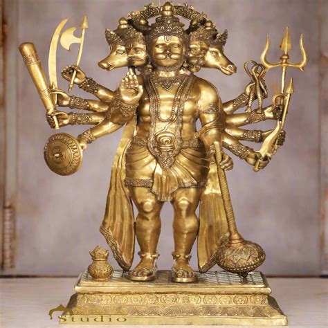 Brass Very Large Panchmukhi Hanuman Idol For Home Temple Decor 6 Feet ...