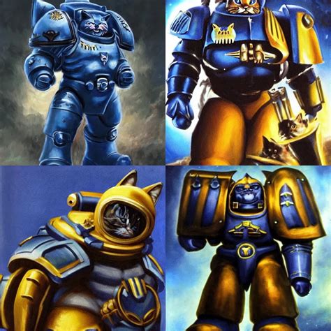 a as cat as a Space Marine from the Warhammer 40k, | Stable Diffusion