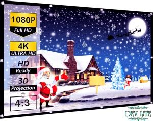 DEV LITE 120" Inch Projector Screen (Foldable) 8 x 6 Feet 4:3 Ratio 3D ...