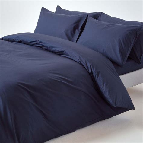 Navy Blue Egyptian Cotton Duvet Cover with Pillowcase 200 Thread Count