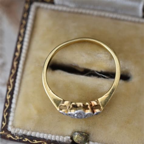 英国アンティーク 20世紀初頭頃 18ctゴールド プラチナ 天然ダイヤモンド クラスターリング | antique aion